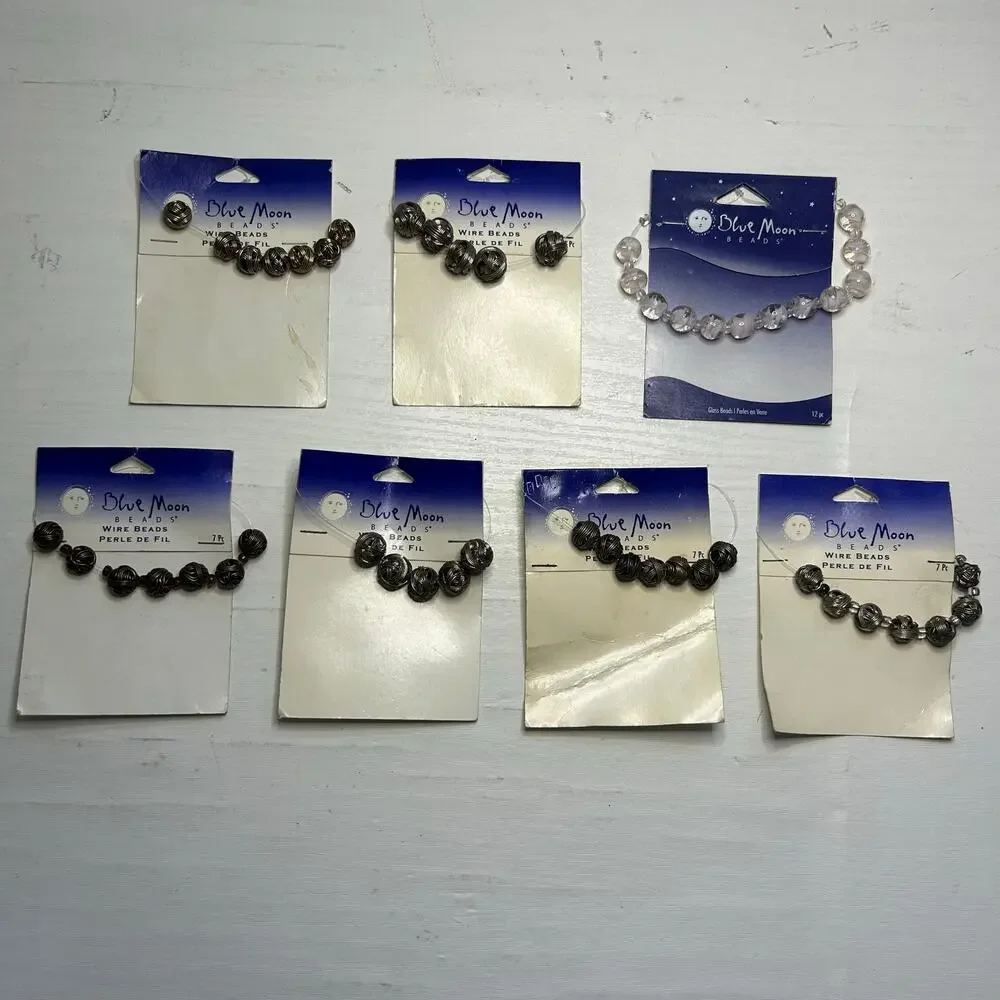 Blue Moon Beads Wire Wrapped Glass Bead Lot 7 Cards